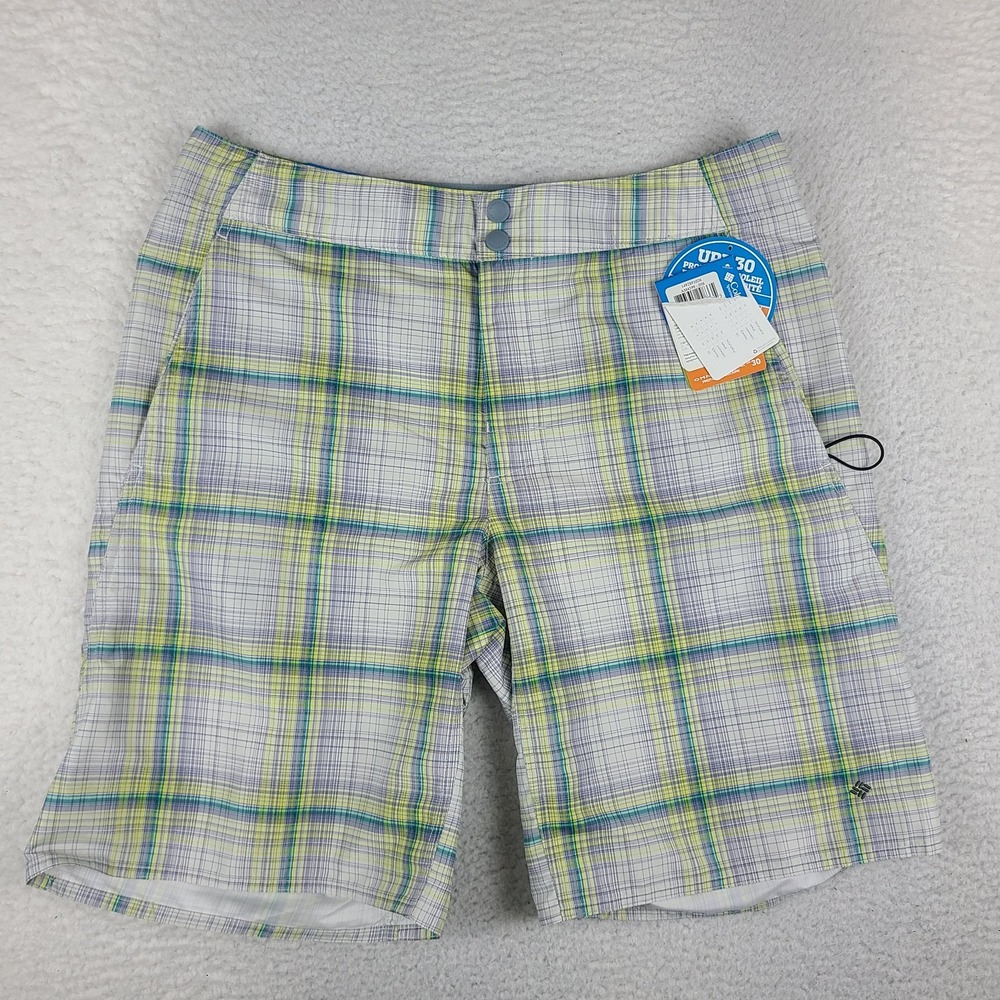 Columbia Shorts Mens 36 Green Plaid 11" Inseam Hybrid Chino Performance NEW NWT